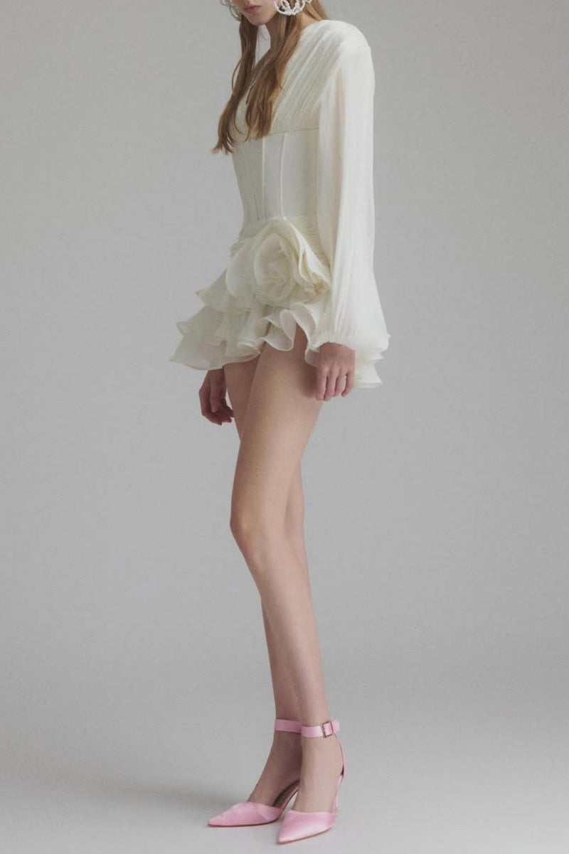 Blysse Applique Pleat Corset Mini Dress