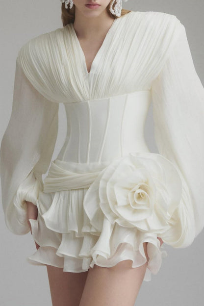 Blysse Applique Pleat Corset Mini Dress