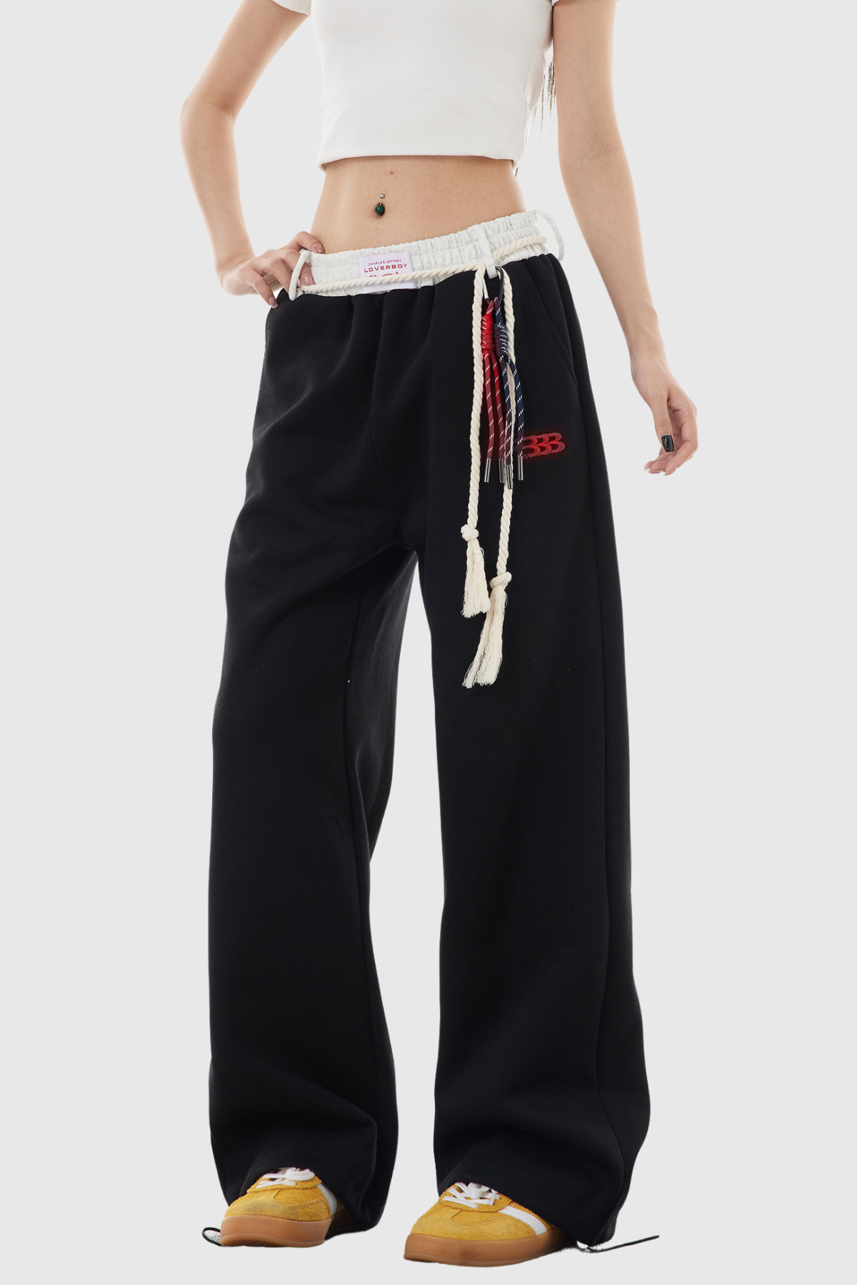 Boann Fringe Pants in Black