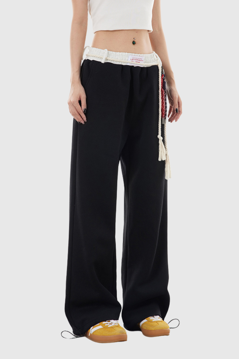 Boann Fringe Pants in Black