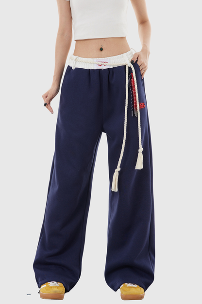 Boann Fringe Pants in Blue