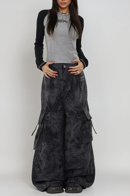 Boaventura Python Pattern Cargo Pants in Black
