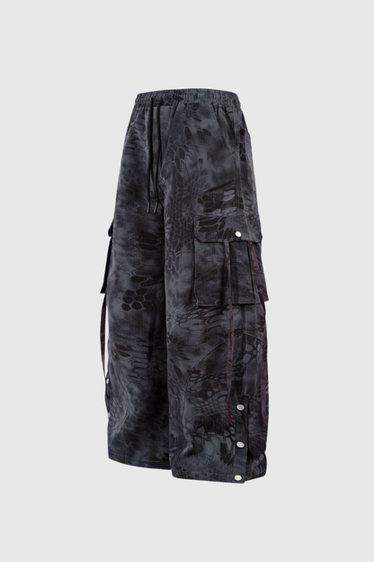 Boaventura Python Pattern Cargo Pants in Black
