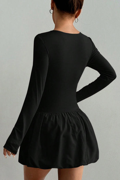 Bodycon Long Sleeve Dress With Puffy Skirt