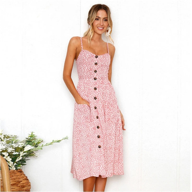 Suspender Small V-neck Tie Midi Dresses