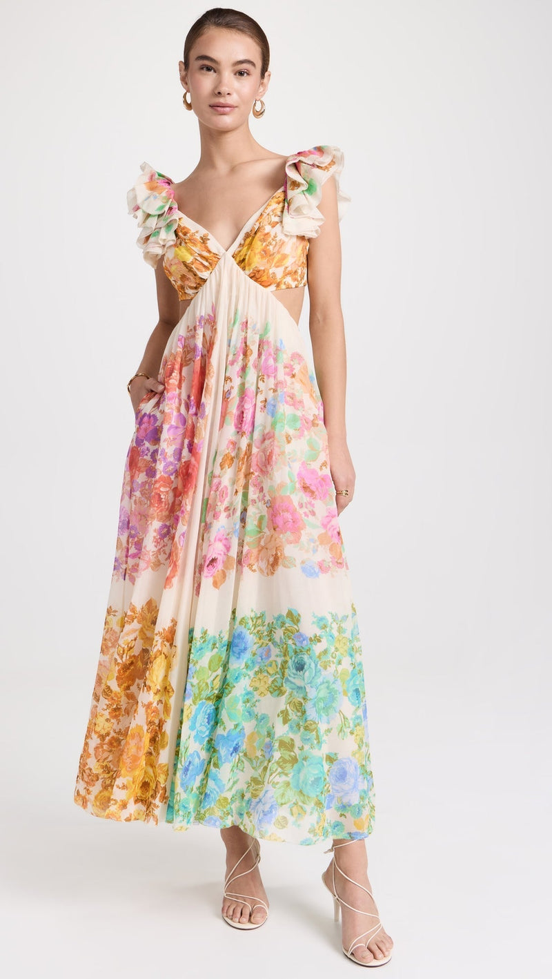 Maya | Blossom Ruffle Midi Dress