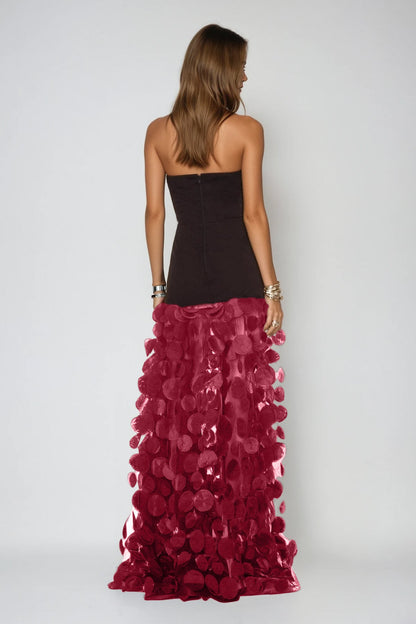 Boryana Dot Strapless Maxi Dress in Red
