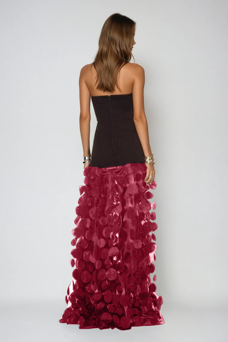 Boryana Dot Strapless Maxi Dress in Red