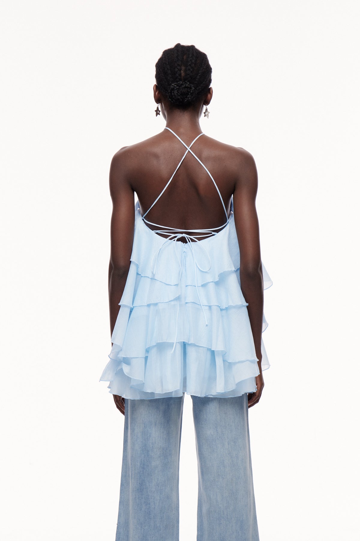 Boudewijn Flower Ruffle Mini Dress in Blue