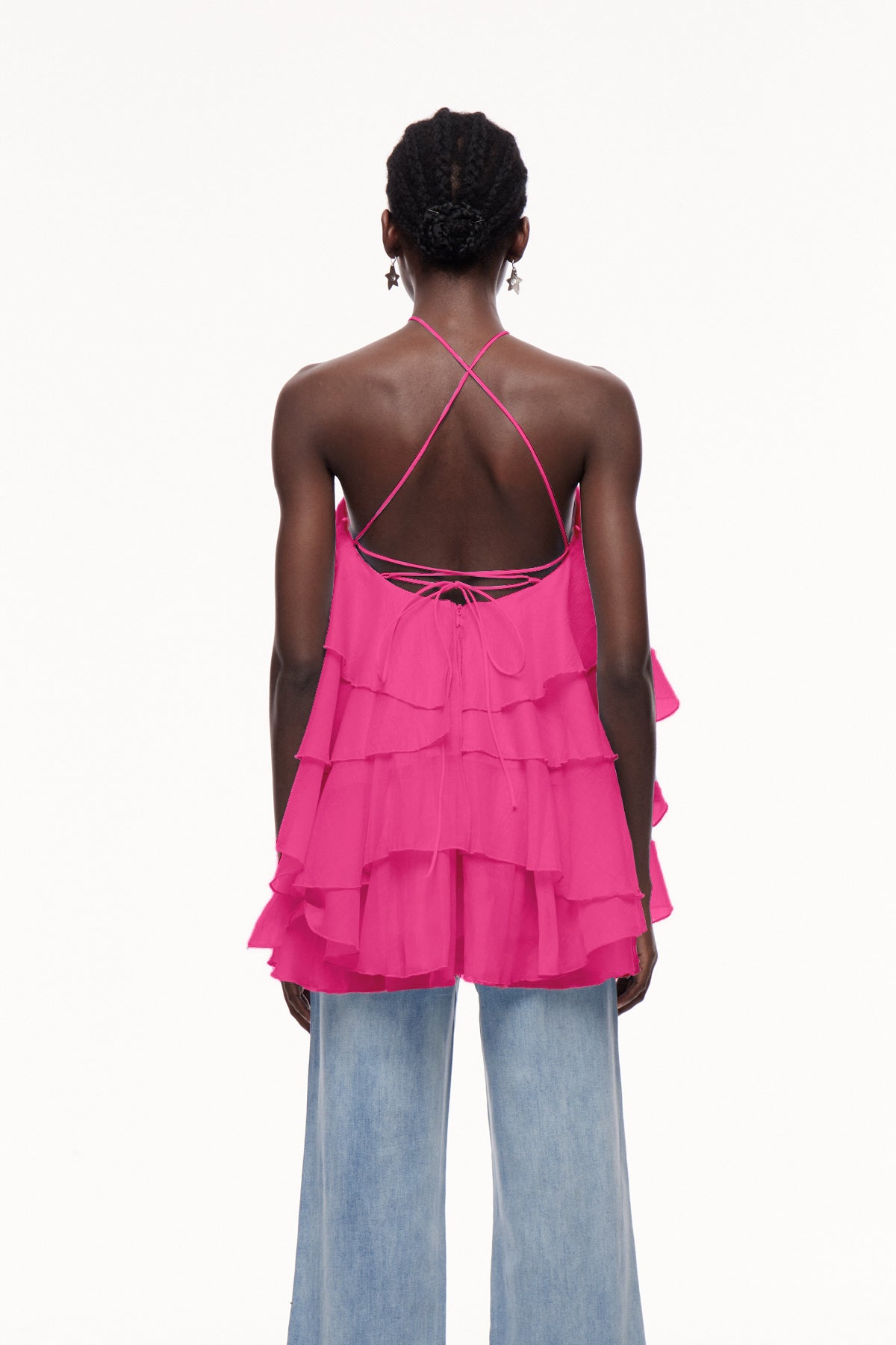 Boudewijn Flower Ruffle Mini Dress in Rose