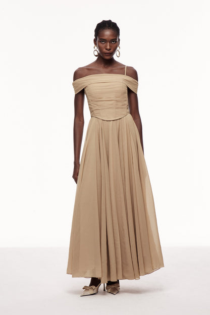 Brandon Corset Ruffle Maxi Dress
