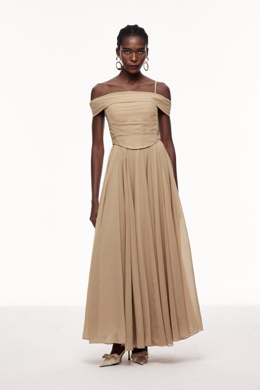 Brandon Corset Ruffle Maxi Dress