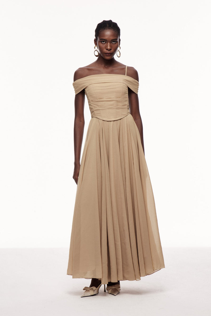 Brandon Corset Ruffle Maxi Dress
