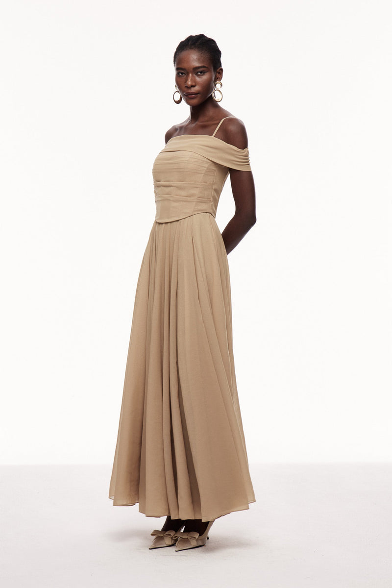 Brandon Corset Ruffle Maxi Dress