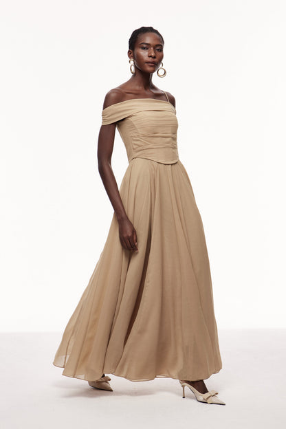 Brandon Corset Ruffle Maxi Dress