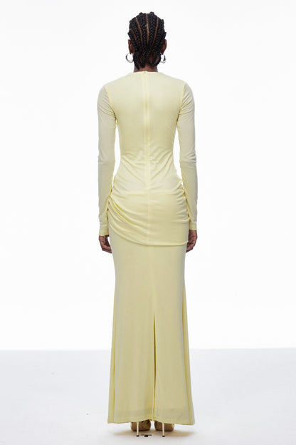 Brandr Ruch Bodycon Maxi Dress in Yellow