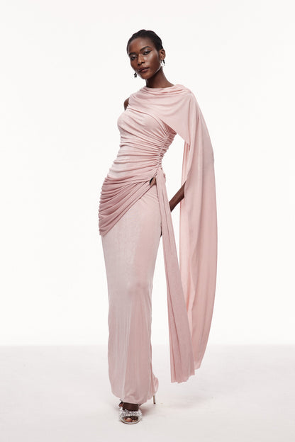 Brandt Ruch Shawl Maxi Dress in Pink