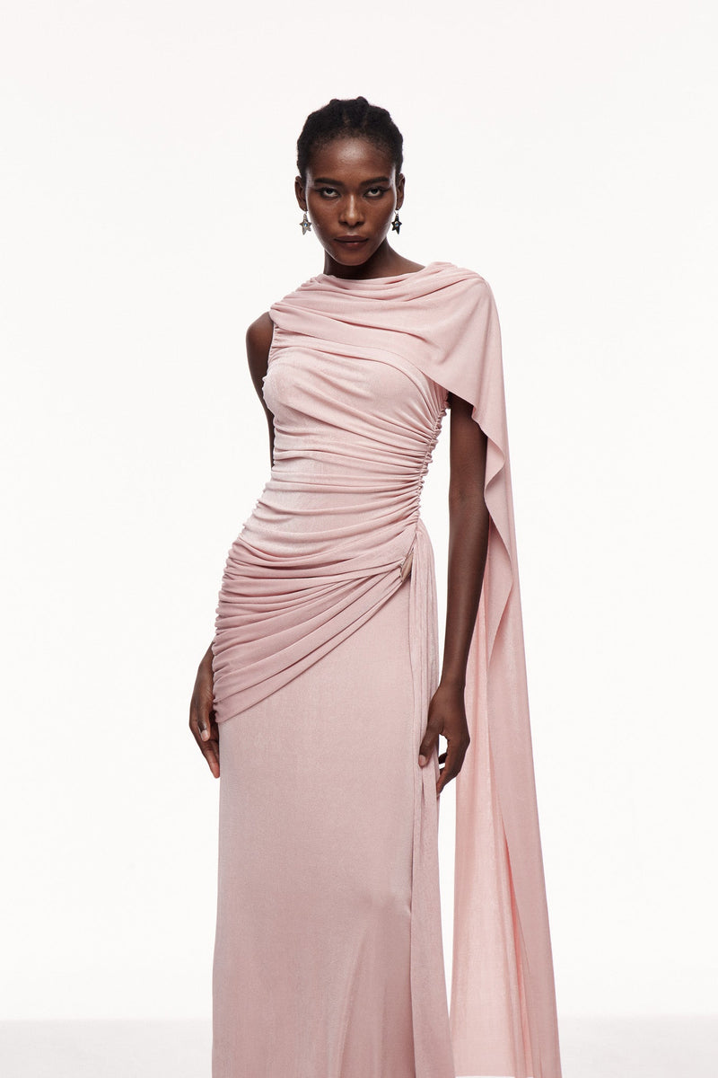 Brandt Ruch Shawl Maxi Dress in Pink