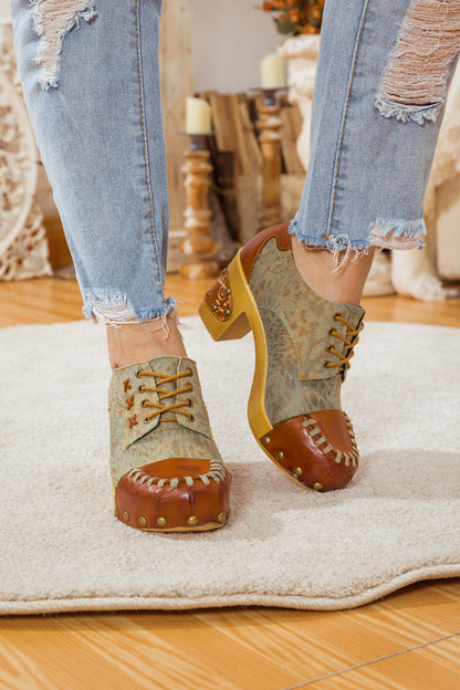 Soffia | Whip-stitch Leather Canvas Pump