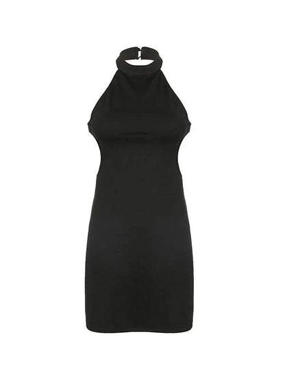 Black Y2k Halter Party Slim Mini Dress