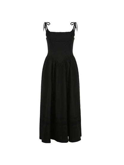 Black Lace Up Corset Maxi Dress