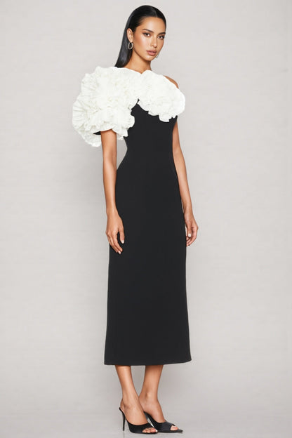 Zephyr Black 3d Midi Dress