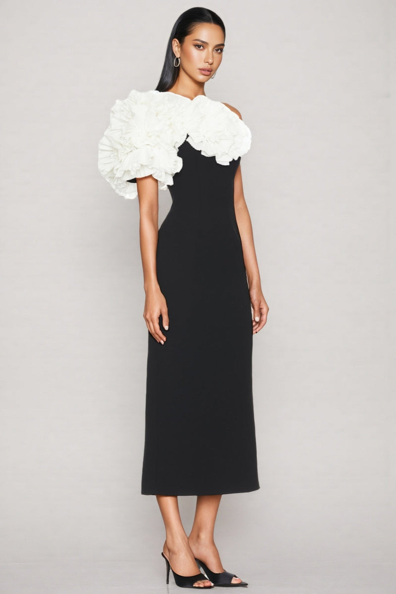 Zephyr Black 3d Midi Dress