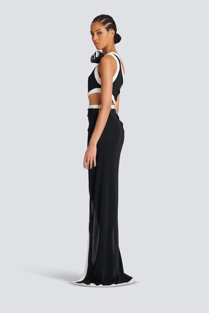 Salome Asymmetric Applique Maxi Dress