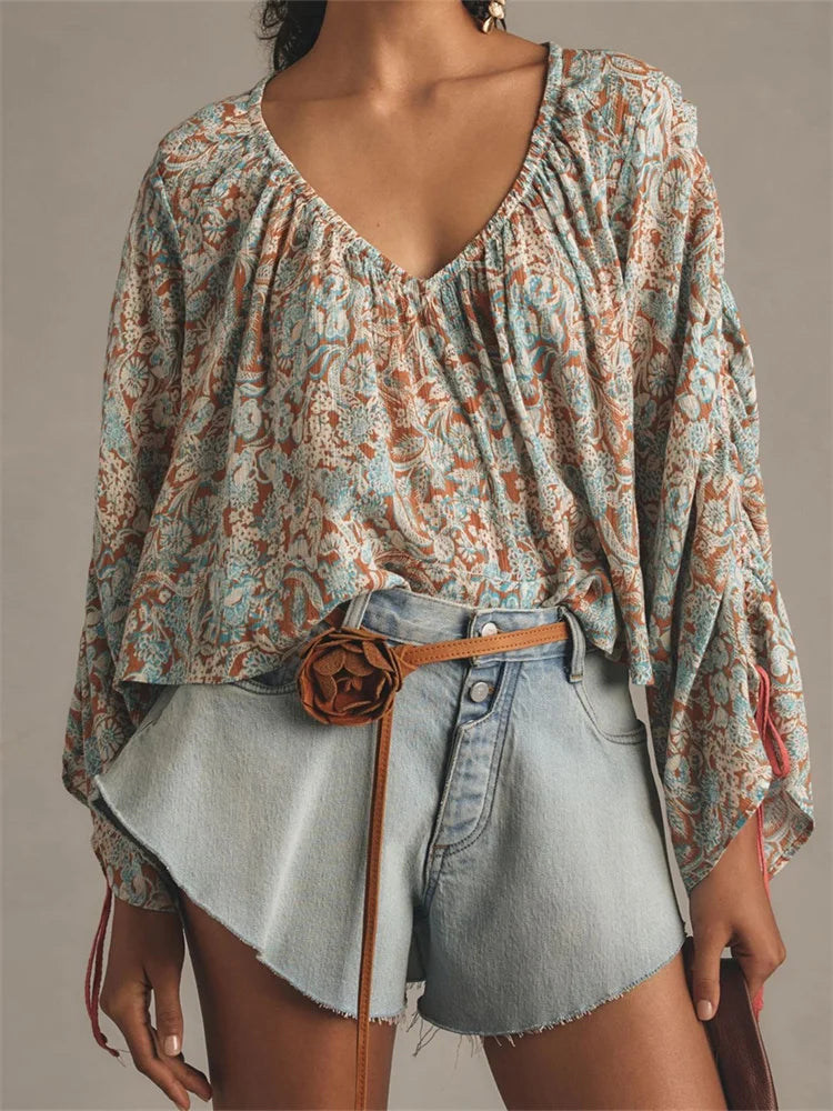 Tie-up Flare Sleeve Blouse