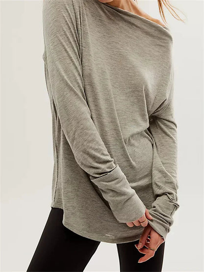 Loose Fit Color Spring Fall Pullovers Basic Tees Shirts T-shirts