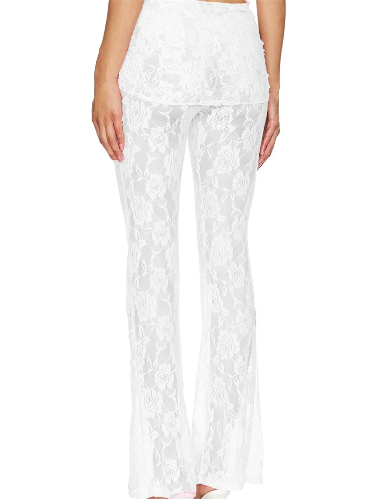 Flared Leg Lace See-through Bootcut Pant