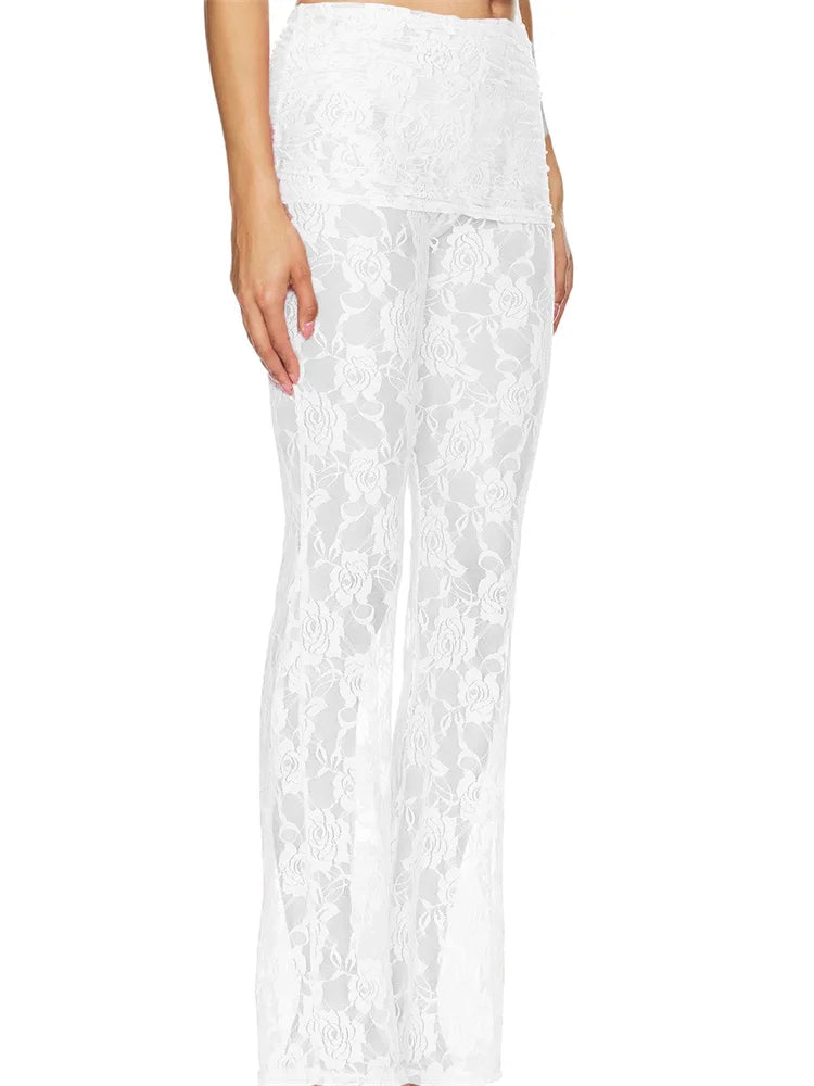 Flared Leg Lace See-through Bootcut Pant