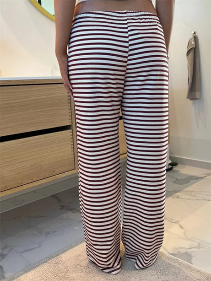 Plaid Print Wide Leg Spring Summer Pant