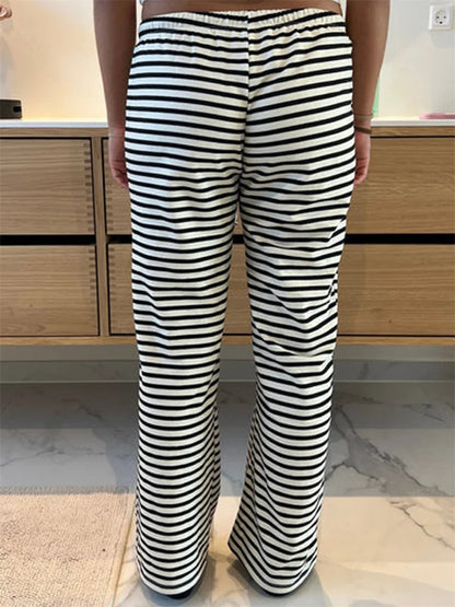 Plaid Print Wide Leg Spring Summer Pant