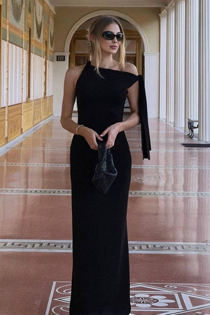 Lynn Asymmetric Tie Detail Maxi Dress