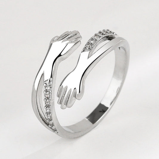 Adjustable Hug Ring With Zirconia in Gold and Silver