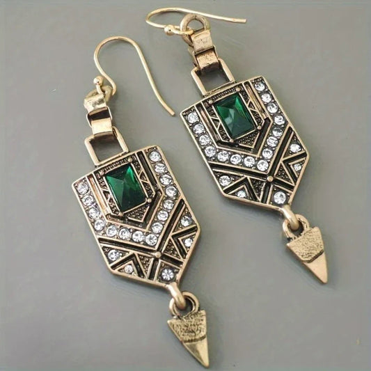 Gold Green Zirconia Earrings