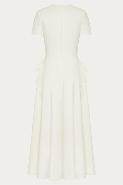 Ava Applique Short Sleeves Midi Dress