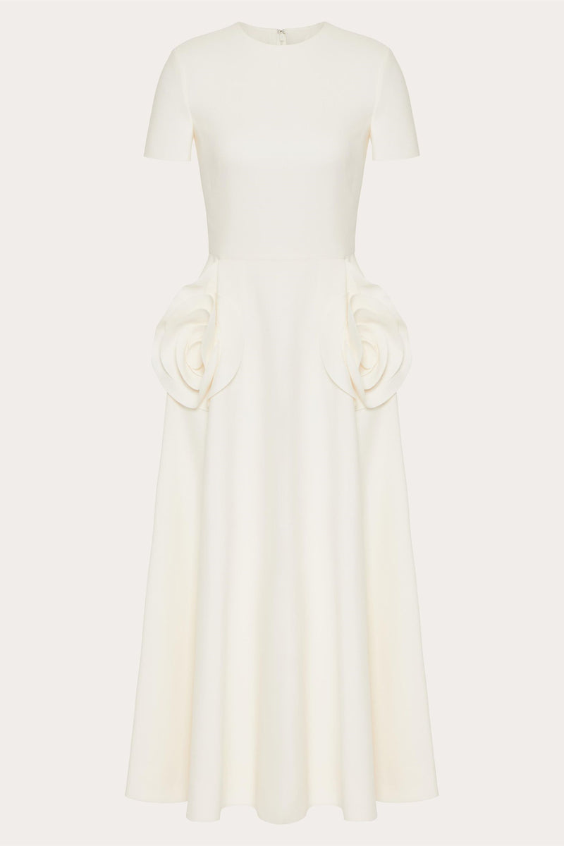 Ava Applique Short Sleeves Midi Dress