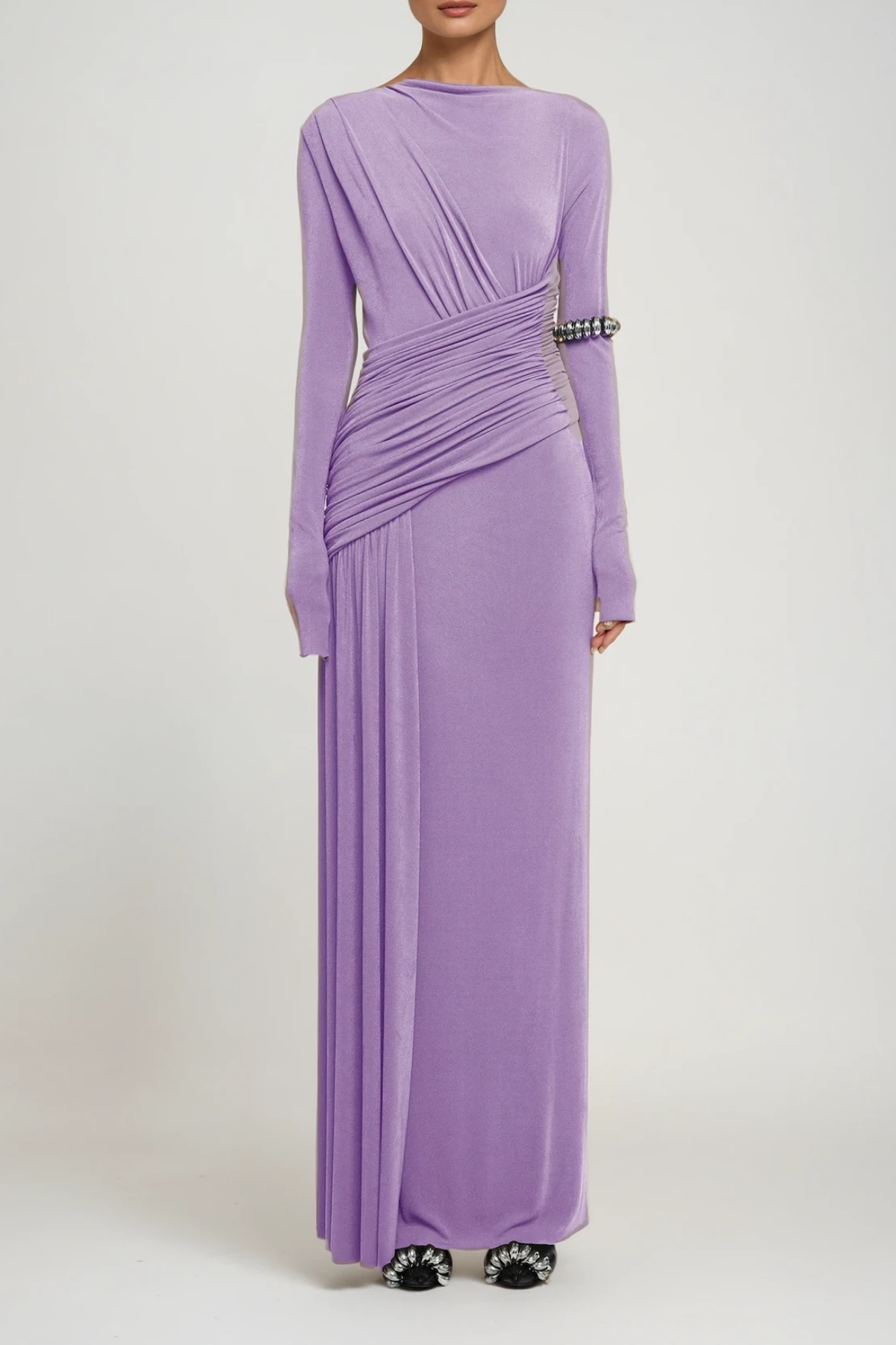 Cabdirashiid Ruch Asymmetric Maxi Dress in Purple
