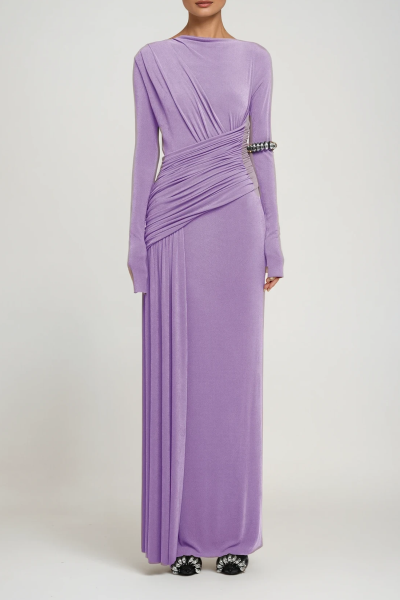 Cabdirashiid Ruch Asymmetric Maxi Dress in Purple