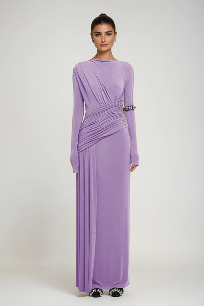 Cabdirashiid Ruch Asymmetric Maxi Dress in Purple