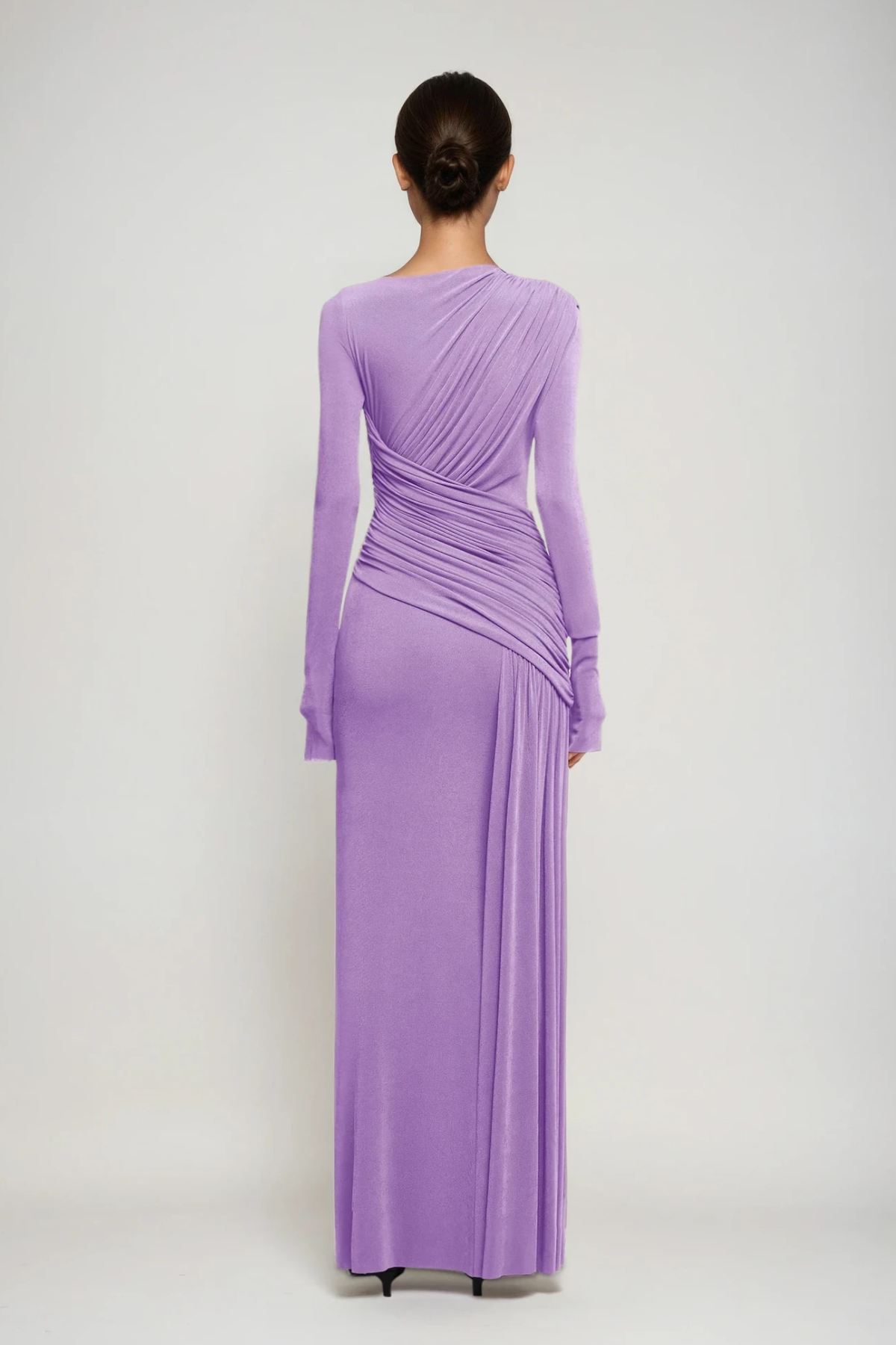 Cabdirashiid Ruch Asymmetric Maxi Dress in Purple