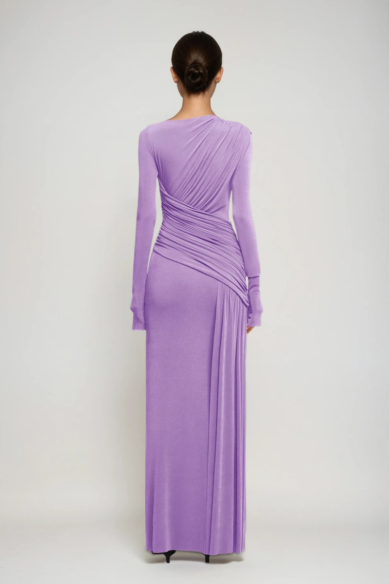Cabdirashiid Ruch Asymmetric Maxi Dress in Purple