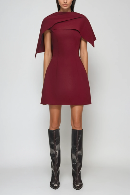 Cabdulqaadir Shawl Ruch Bodycon Mini Dress in Red