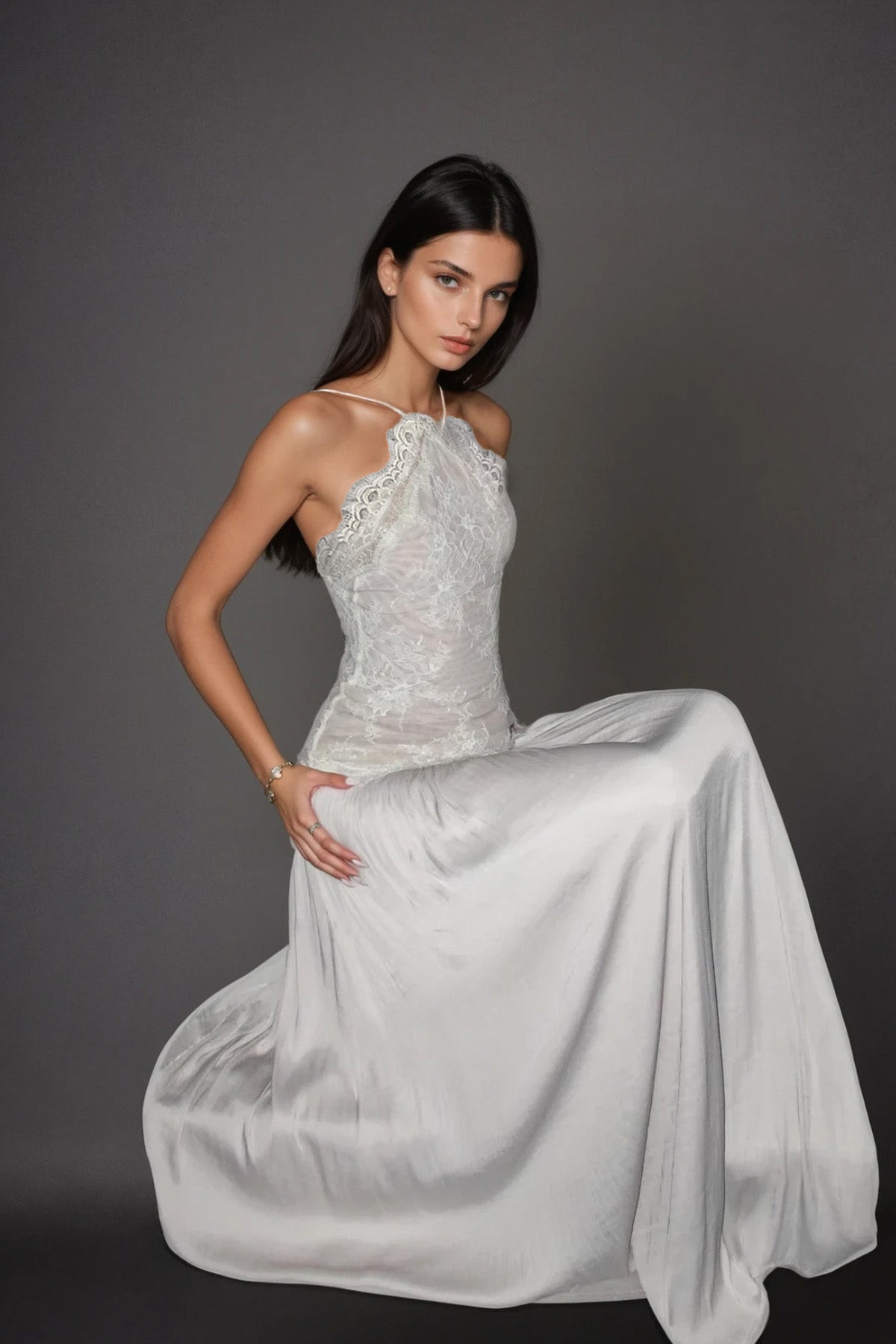 Cadwalader Lace Ruch Maxi Dress