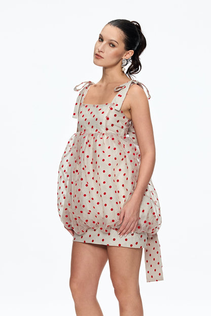 Caja Dot Grid Bow Mini Dress