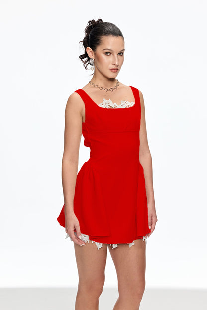 Caligula Sleeveless Mini Dress in Red