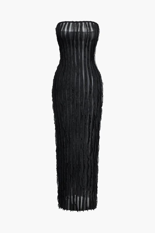 Calista Textured Strapless Maxi Dress