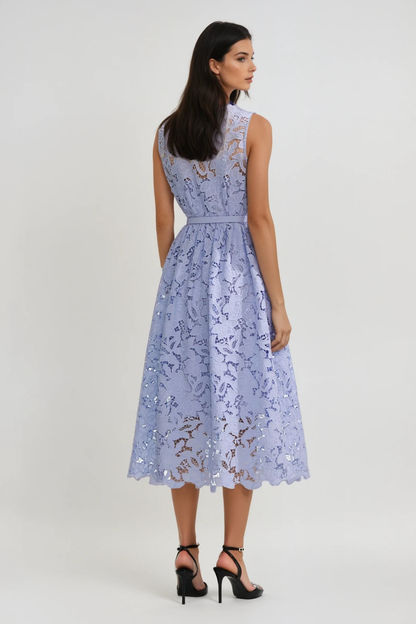 Calixtus Embroidered Sleeveless Cutout Midi Dress